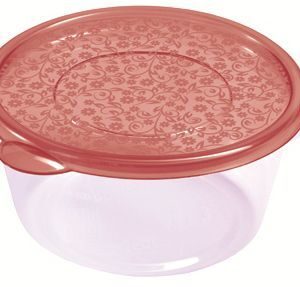 Пластик (Россия) Контейнер для продуктов круглый 1,75 л. 19,7*9 см. п/п бордовый /1/24/