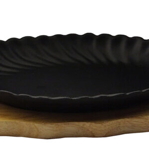 Сковорода овальная на деревянной подставке с ручками 270х190 мм [DSU-S-SD big]