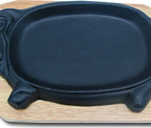 Сковорода на деревянной подставке Свинка 310х180 мм [PIG]