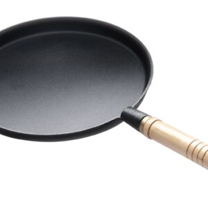 Сковорода чугунная блинная 220/15 с деревянной ручкой Luxstahl [HE96]